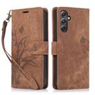 For Samsung Galaxy S24 FE 5G Orchid Butterfly Embossed Leather Phone Case(Brown) - 1