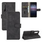 For Sony Xperia 1 II Solid Color Skin Feel Magnetic Buckle Horizontal Flip Calf Texture PU Leather Case with Holder & Card Slots & Wallet(Black) - 1