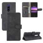 For Sony Xperia 1 Solid Color Skin Feel Magnetic Buckle Horizontal Flip Calf Texture PU Leather Case with Holder & Card Slots & Wallet(Black) - 1