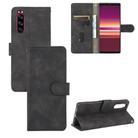 For Sony Xperia 5 Solid Color Skin Feel Magnetic Buckle Horizontal Flip Calf Texture PU Leather Case with Holder & Card Slots & Wallet(Black) - 1