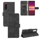 For Sony Xperia 5 Solid Color Skin Feel Magnetic Buckle Horizontal Flip Calf Texture PU Leather Case with Holder & Card Slots & Wallet(Black) - 1