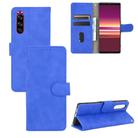 For Sony Xperia 5 Solid Color Skin Feel Magnetic Buckle Horizontal Flip Calf Texture PU Leather Case with Holder & Card Slots & Wallet(Blue) - 1