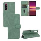 For Sony Xperia 5 Solid Color Skin Feel Magnetic Buckle Horizontal Flip Calf Texture PU Leather Case with Holder & Card Slots & Wallet(Green) - 1