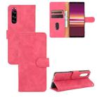 For Sony Xperia 5 Solid Color Skin Feel Magnetic Buckle Horizontal Flip Calf Texture PU Leather Case with Holder & Card Slots & Wallet(Rose Red) - 1