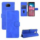 For Sony Xperia 8 Solid Color Skin Feel Magnetic Buckle Horizontal Flip Calf Texture PU Leather Case with Holder & Card Slots & Wallet(Blue) - 1