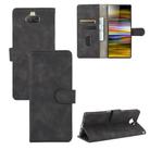 For Sony Xperia 10 Solid Color Skin Feel Magnetic Buckle Horizontal Flip Calf Texture PU Leather Case with Holder & Card Slots & Wallet(Black) - 1