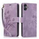 For Samsung Galaxy A06 Orchid Butterfly Embossed Leather Phone Case(Purple) - 1