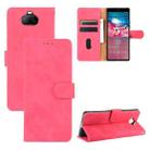 For Sony Xperia 8 Lite Solid Color Skin Feel Magnetic Buckle Horizontal Flip Calf Texture PU Leather Case with Holder & Card Slots & Wallet(Rose Red) - 1