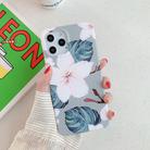 For iPhone 12 / 12 Pro Flower Pattern Soft TPU Protective Case(Pink Flower Green Leaves) - 1