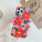 For iPhone 12 Pro Max Flower Pattern Soft TPU Protective Case(Red Flower) - 1