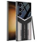 For Samsung Galaxy S23 Ultra 5G GKK Plating TPU + Leather Future Full Coverage Phone Case, Without Pen(Titanium Gray) - 1
