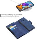 For Samsung Galaxy A21s Skin Feel Detachable Magnetic Zipper Horizontal Flip PU Leather Case with Multi-Card Slots & Holder & Wallet & Photo Frame & Lanyard(Blue) - 3