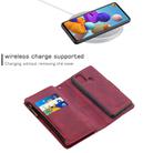 For Samsung Galaxy A21s Skin Feel Detachable Magnetic Zipper Horizontal Flip PU Leather Case with Multi-Card Slots & Holder & Wallet & Photo Frame & Lanyard(Red) - 3