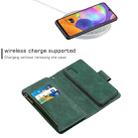 For Samsung Galaxy A31 Skin Feel Detachable Magnetic Zipper Horizontal Flip PU Leather Case with Multi-Card Slots & Holder & Wallet & Photo Frame & Lanyard(Green) - 3