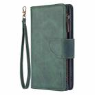 For Huawei P40 Skin Feel Detachable Magnetic Zipper Horizontal Flip PU Leather Case with Multi-Card Slots & Holder & Wallet & Photo Frame & Lanyard(Green) - 2