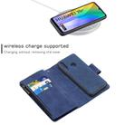For Huawei Y6P Skin Feel Detachable Magnetic Zipper Horizontal Flip PU Leather Case with Multi-Card Slots & Holder & Wallet & Photo Frame & Lanyard(Blue) - 3
