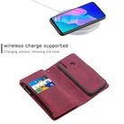 For Huawei Y7P Skin Feel Detachable Magnetic Zipper Horizontal Flip PU Leather Case with Multi-Card Slots & Holder & Wallet & Photo Frame & Lanyard(Red) - 3