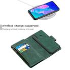 For Huawei Y7P Skin Feel Detachable Magnetic Zipper Horizontal Flip PU Leather Case with Multi-Card Slots & Holder & Wallet & Photo Frame & Lanyard(Green) - 3