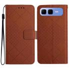 For Infinix Smart 10 Plus 4G Rhombic Grid Texture Leather Phone Case(Brown) - 1
