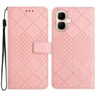 For Infinix Smart 10 4G / Tecno Pop 10 Rhombic Grid Texture Leather Phone Case(Pink) - 1