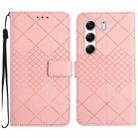 For Tecno Camon 40 Pro 4G Rhombic Grid Texture Leather Phone Case(Pink) - 1