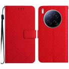 For Tecno Camon 40 Premier Rhombic Grid Texture Leather Phone Case(Red) - 1
