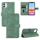 For iPhone 12 / 12 Pro Solid Color Skin Feel Magnetic Buckle Horizontal Flip Calf Texture PU Leather Case with Holder & Card Slots & Wallet(Green) - 1