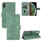For iPhone XS / X Solid Color Skin Feel Magnetic Buckle Horizontal Flip Calf Texture PU Leather Case with Holder & Card Slots & Wallet(Green) - 1