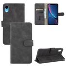 For iPhone XR Solid Color Skin Feel Magnetic Buckle Horizontal Flip Calf Texture PU Leather Case with Holder & Card Slots & Wallet(Black) - 1