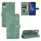 For iPhone XR Solid Color Skin Feel Magnetic Buckle Horizontal Flip Calf Texture PU Leather Case with Holder & Card Slots & Wallet(Green) - 1