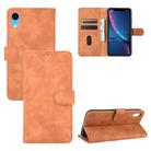 For iPhone XR Solid Color Skin Feel Magnetic Buckle Horizontal Flip Calf Texture PU Leather Case with Holder & Card Slots & Wallet(Brown) - 1