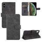 For iPhone XS Max Solid Color Skin Feel Magnetic Buckle Horizontal Flip Calf Texture PU Leather Case with Holder & Card Slots & Wallet(Black) - 1