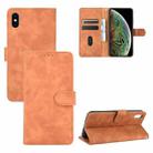 For iPhone XS Max Solid Color Skin Feel Magnetic Buckle Horizontal Flip Calf Texture PU Leather Case with Holder & Card Slots & Wallet(Brown) - 1