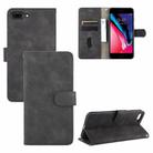 For iPhone 8 Plus & 7 Plus Solid Color Skin Feel Magnetic Buckle Horizontal Flip Calf Texture PU Leather Case with Holder & Card Slots & Wallet(Black) - 1