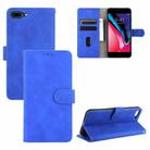 For iPhone 8 Plus & 7 Plus Solid Color Skin Feel Magnetic Buckle Horizontal Flip Calf Texture PU Leather Case with Holder & Card Slots & Wallet(Blue) - 1