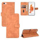 For iPhone 6 Plus & 6s Plus Solid Color Skin Feel Magnetic Buckle Horizontal Flip Calf Texture PU Leather Case with Holder & Card Slots & Wallet(Brown) - 1