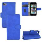 For iPod Touch 6 & 5 Solid Color Skin Feel Magnetic Buckle Horizontal Flip Calf Texture PU Leather Case with Holder & Card Slots & Wallet(Blue) - 1