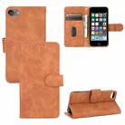 For iPod Touch 6 & 5 Solid Color Skin Feel Magnetic Buckle Horizontal Flip Calf Texture PU Leather Case with Holder & Card Slots & Wallet(Brown) - 1