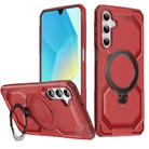 For Samsung Galaxy A24 5G Frosted MagSafe Holder Phone Case(Red) - 1