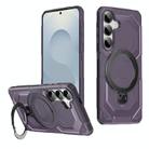 For Samsung Galaxy S25+ 5G Frosted MagSafe Holder Phone Case(Purple) - 1