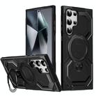 For Samsung Galaxy S22 Ultra 5G Frosted MagSafe Holder Phone Case(Black) - 1
