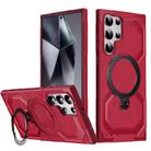 For Samsung Galaxy S22 Ultra 5G Frosted MagSafe Holder Phone Case(Red) - 1