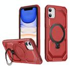For iPhone 11 Frosted MagSafe Holder Phone Case(Red) - 1