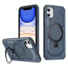 For iPhone 11 Frosted MagSafe Holder Phone Case(Blue) - 1