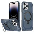 For iPhone 15 Pro Frosted MagSafe Holder Phone Case(Blue) - 1