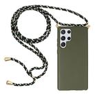 For Samsung Galaxy S25 Ultra 5G Wheat Straw Material Hybrid TPU Phone Case with Lanyard(Army Green) - 1