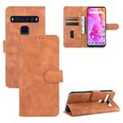 For TCL 10L Solid Color Skin Feel Magnetic Buckle Horizontal Flip Calf Texture PU Leather Case with Holder & Card Slots & Wallet(Brown) - 1