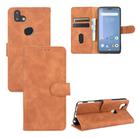 For Fujitsu Arrows RX (Arrows M05) Solid Color Skin Feel Magnetic Buckle Horizontal Flip Calf Texture PU Leather Case with Holder & Card Slots & Wallet(Brown) - 1