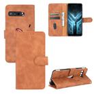 For ASUS ROG Phone 3 ZS661KS Solid Color Skin Feel Magnetic Buckle Horizontal Flip Calf Texture PU Leather Case with Holder & Card Slots & Wallet(Brown) - 1