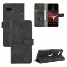 For ASUS ROG Phone II ZS660KL Solid Color Skin Feel Magnetic Buckle Horizontal Flip Calf Texture PU Leather Case with Holder & Card Slots & Wallet(Black) - 1